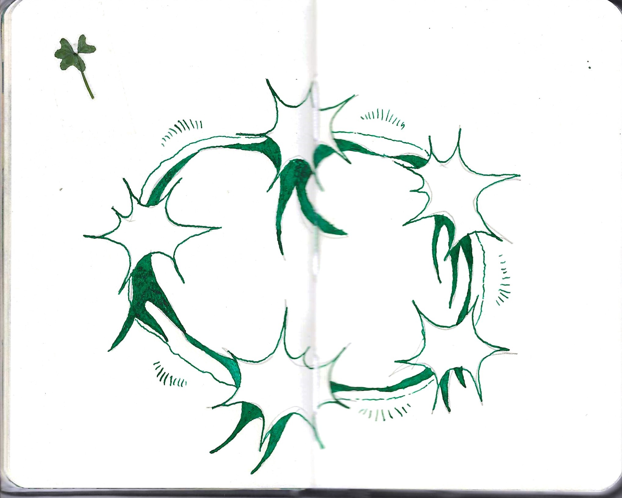 drawing of five dancing stars